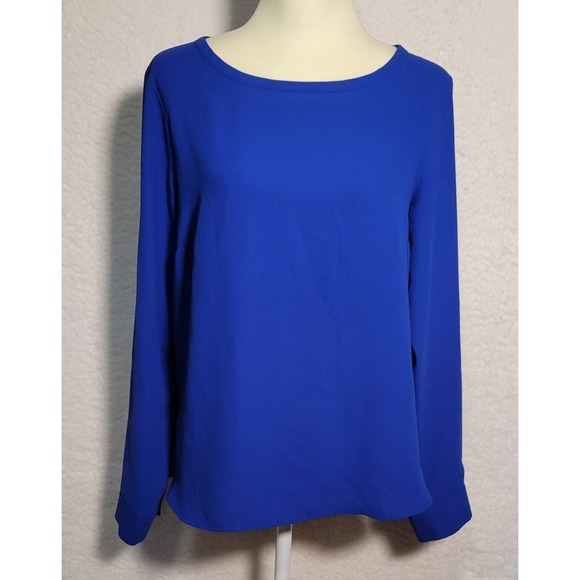 Nine West Sheer Blouse Women's Blue Long Sleeve Size Medium 0554 - Picture 1 of 8